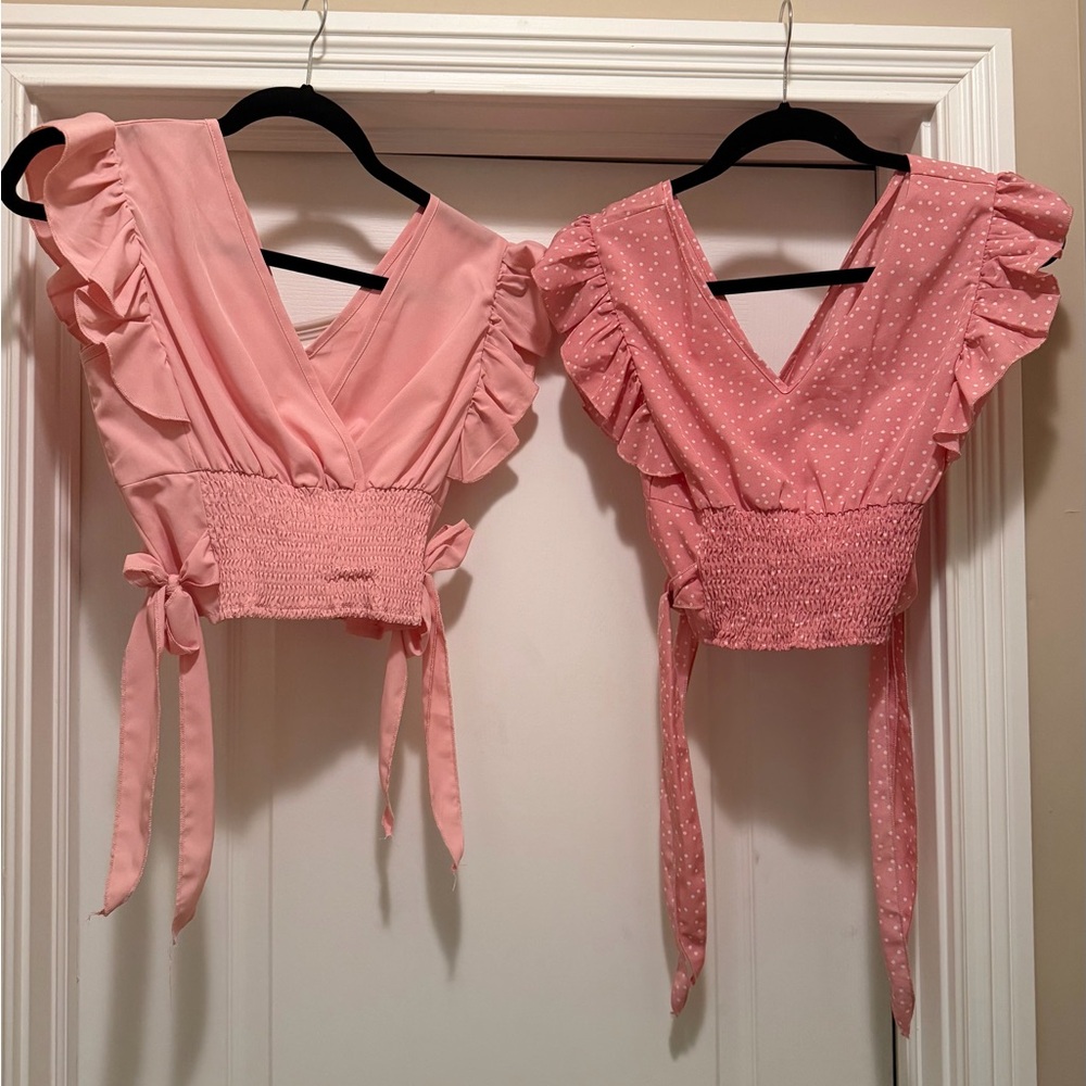 Pink Ruffle Smocked Women's Top